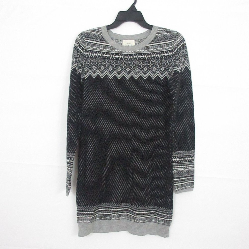 Between Me & You Knit Dress XS Women's Long Sleeve Mini L32" Black Gray Dress XS